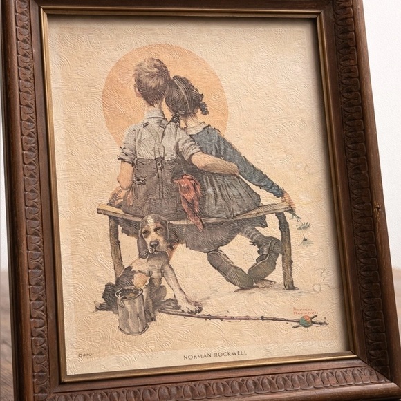 Norman Rockwell Other - Norman Rockwell Art Print with Carved Frame